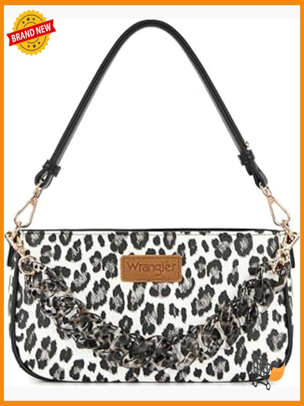 Small Shoulder Bag Cheetah Print Purse with Acrylic Chain Hobo Handbag